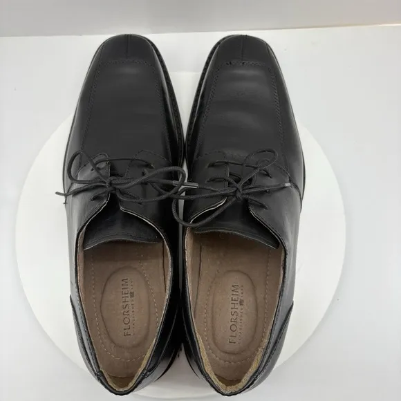 Florsheim Dress Shoes Men's 10.5 D Black Leather Derby Split Toe Lace Up