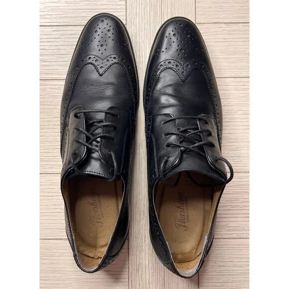 Florsheim men’s leather black wingtip‎ oxford lace up dress shoes.  Sz 12D