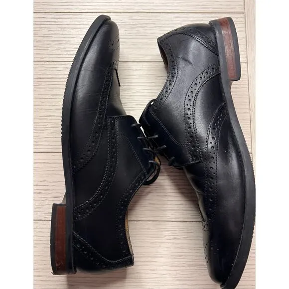 Florsheim men’s leather black wingtip‎ oxford lace up dress shoes.  Sz 12D