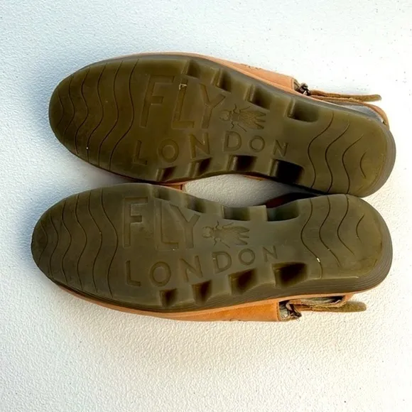 Fly London Palp Slingback Sandals Leather Wedge Low Heel Rose Pink 7-7.5