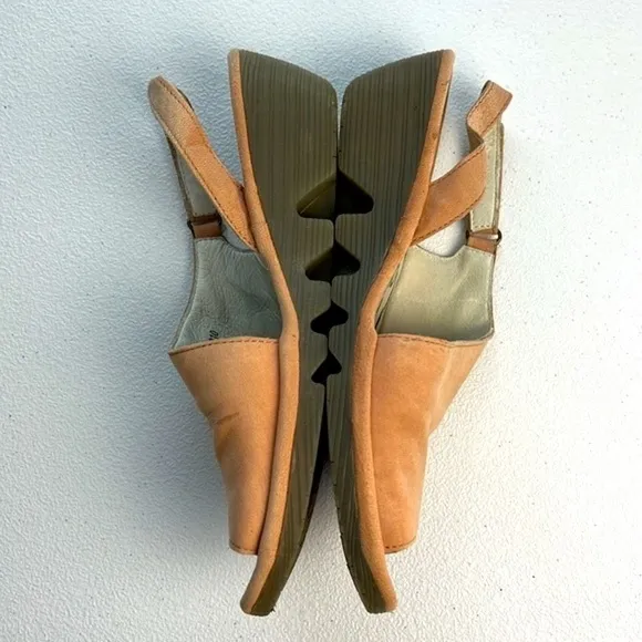 Fly London Palp Slingback Sandals Leather Wedge Low Heel Rose Pink 7-7.5