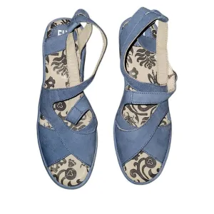 Fly London Sandals Womens EU40 US9 Blue Leather Chunky Heel Buckle Boho Strappy