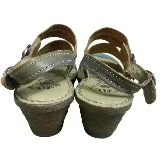 FLY London Women’s EU 37 US 6.5-7 Leather Wedge Sandals Leather Strappy Boho