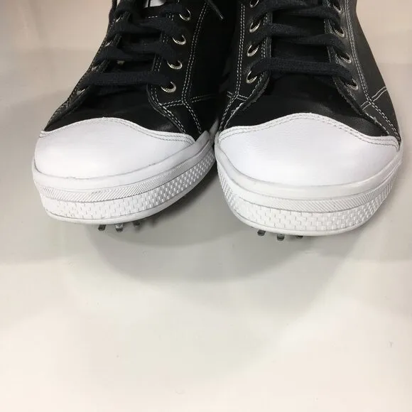 FootJoy Street Sneaker Golf Shoes Mens Size 9.5 Black Leather White 56421