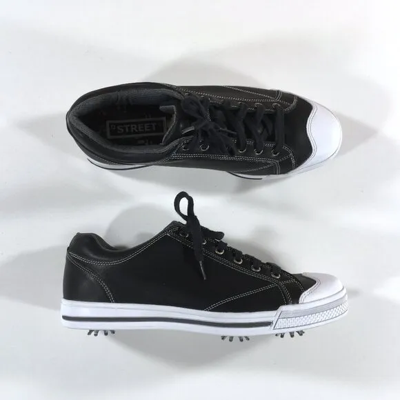FootJoy Street Sneaker Golf Shoes Mens Size 9.5 Black Leather White 56421