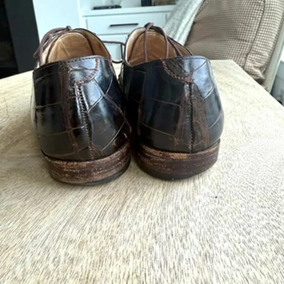 Foster Rainey Exotic Dress Shoes Brown Leather Reptile Style Size 40.5 Italy