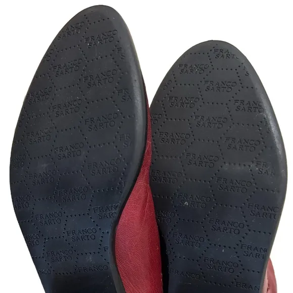 Franco Sarto Waco Red Leather Western Cowgirl Ankle Boots Booties Size 6.5