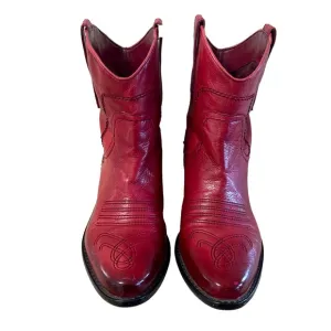 Franco Sarto Waco Red Leather Western Cowgirl Ankle Boots Booties Size 6.5