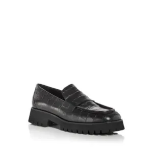 FREDA SALVADOR Womens Black Crock 1&quot; Platform Strap Hana Slip On Loafers Shoes 8