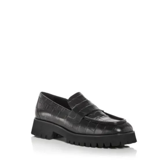 FREDA SALVADOR Womens Black Crock 1&quot; Platform Strap Hana Slip On Loafers Shoes 8