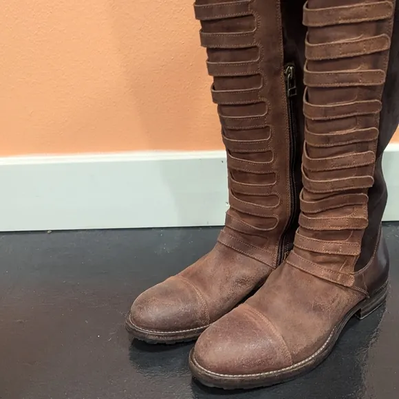 Free People 39 Black Forest Over The Knee Boots Brown Luxury Boho Chic Tall Boot