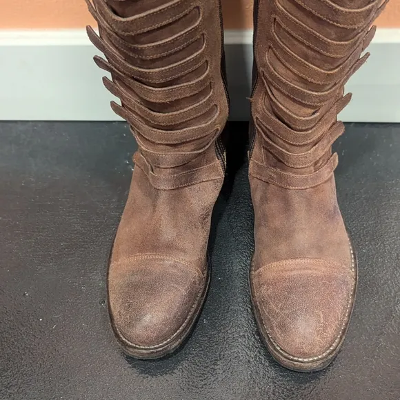 Free People 39 Black Forest Over The Knee Boots Brown Luxury Boho Chic Tall Boot