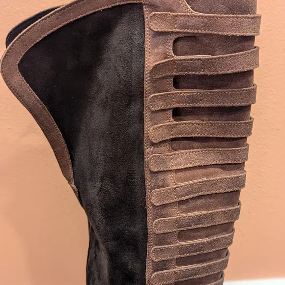 Free People 39 Black Forest Over The Knee Boots Brown Luxury Boho Chic Tall Boot