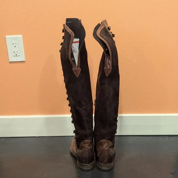 Free People 39 Black Forest Over The Knee Boots Brown Luxury Boho Chic Tall Boot