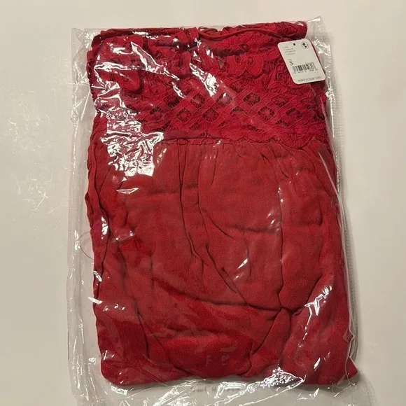 Free People Adella Maxi Slip Dress Bright Red Size Small NWT FP One