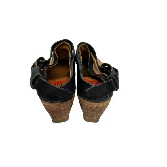 Free People Air Step Mystic Mule SZ 38 US 7.5 Tan Leather Chunky Heel BOHO