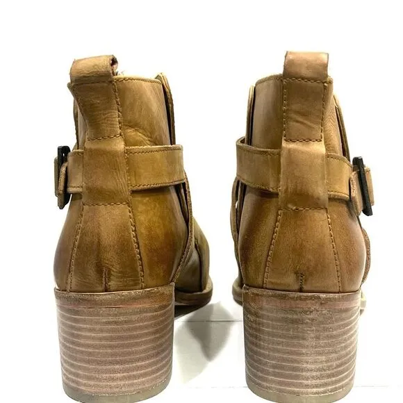 Free People Back Loop Boot Womens Sz 8.5 Ankle Distressed Leather Boho Western