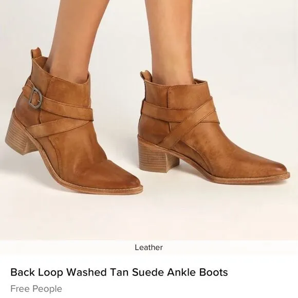 Free People Back Loop Boot Womens Sz 8.5 Ankle Distressed Leather Boho Western