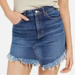 Free People Bailey Denim raw hem Mini Skirt- Size 26 NWT
