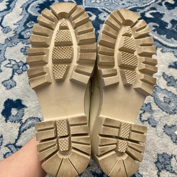 FREE PEOPLE Bone Lyra Link Loafer Mules Size 36/5.5 chunky heel y2k shoes