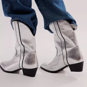 Free People Borderline Western Boots Gunmetal