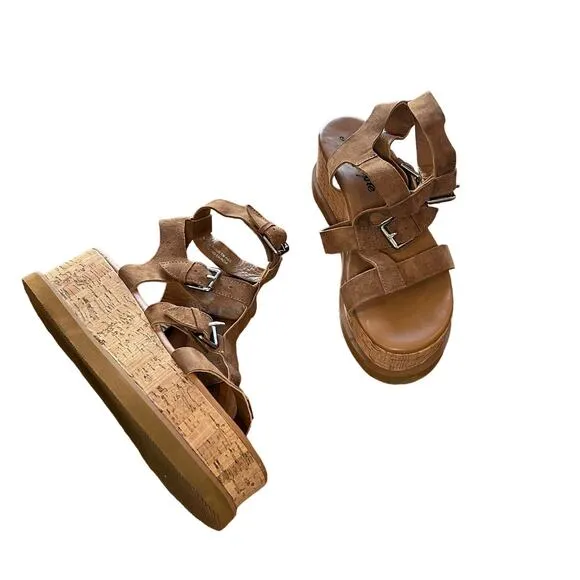 Free People Callie Cork Platform Sandals Size 7.5 US 38 EUR