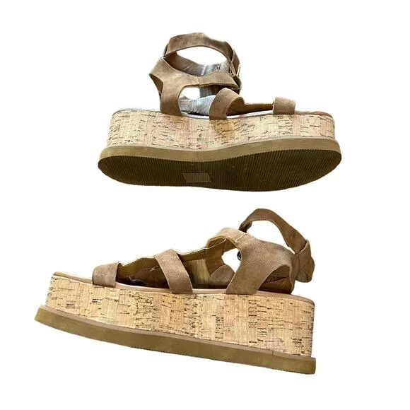 Free People Callie Cork Platform Sandals Size 7.5 US 38 EUR