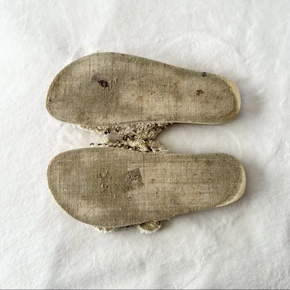 Free People Cream Bali Shaggy Slide Metallic Sandals