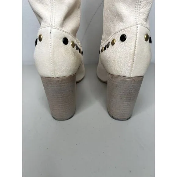 Free People Dakota White Studded Western Boot Women’s Size 38/7.5