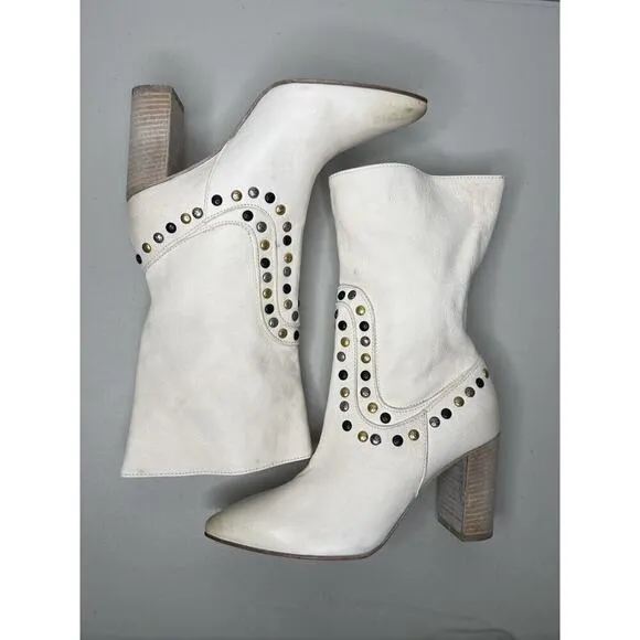 Free People Dakota White Studded Western Boot Women’s Size 38/7.5