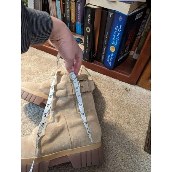 free people fable faux fur shearling suede boots sz 39 euc tan