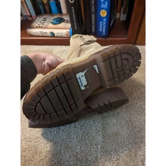 free people fable faux fur shearling suede boots sz 39 euc tan