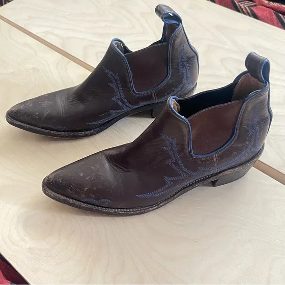 Free People Farylrobin Sanded Ridge Leather Ankle Boots sz 10