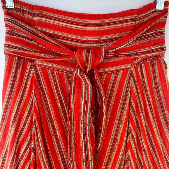 FREE PEOPLE FP ONE Giselle Striped Ruffled Maxi Skirt S Boho Hippie Festival