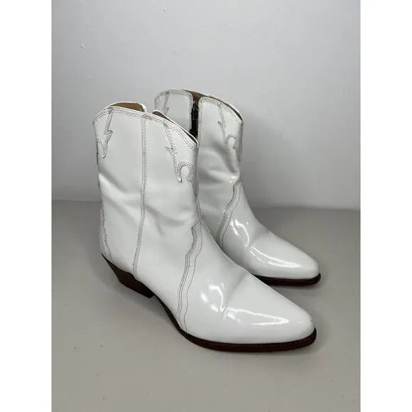 Free People Frontier Western Patent Leather Pointed Toe Ankle Boot Size 38/7.5