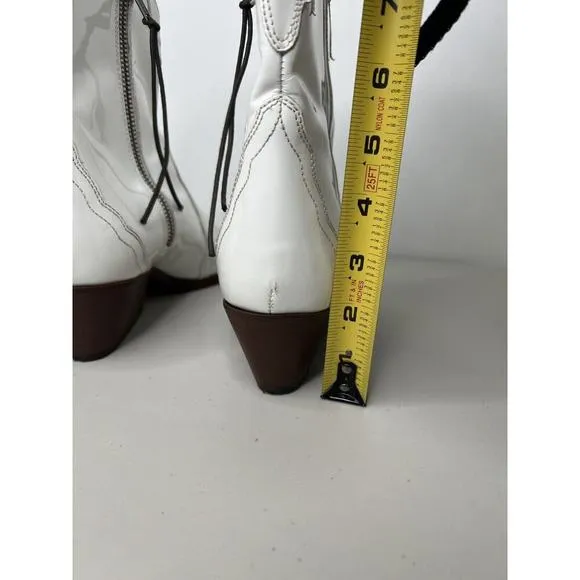 Free People Frontier Western Patent Leather Pointed Toe Ankle Boot Size 38/7.5