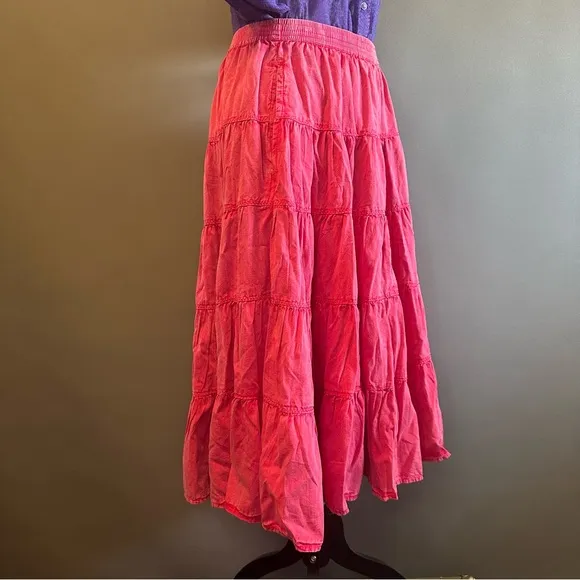 Free People Full Swing Midi Skirt In Dragonfruit Sorbet SZ M