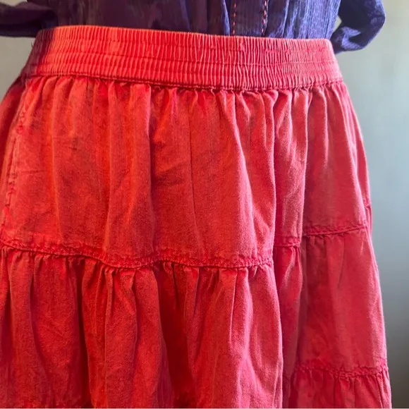 Free People Full Swing Midi Skirt In Dragonfruit Sorbet SZ M