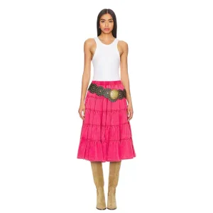 Free People Full Swing Midi Skirt In Dragonfruit Sorbet SZ M