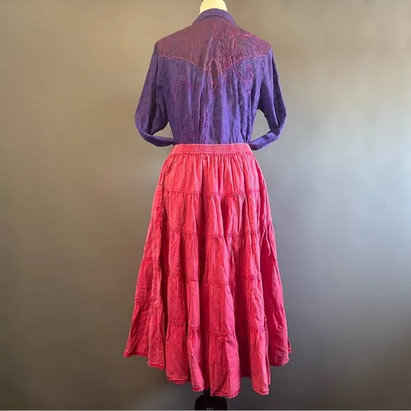 Free People Full Swing Midi Skirt In Dragonfruit Sorbet SZ M