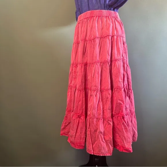 Free People Full Swing Midi Skirt In Dragonfruit Sorbet SZ M