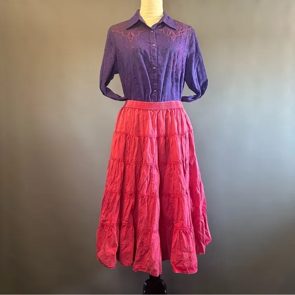 Free People Full Swing Midi Skirt In Dragonfruit Sorbet SZ M