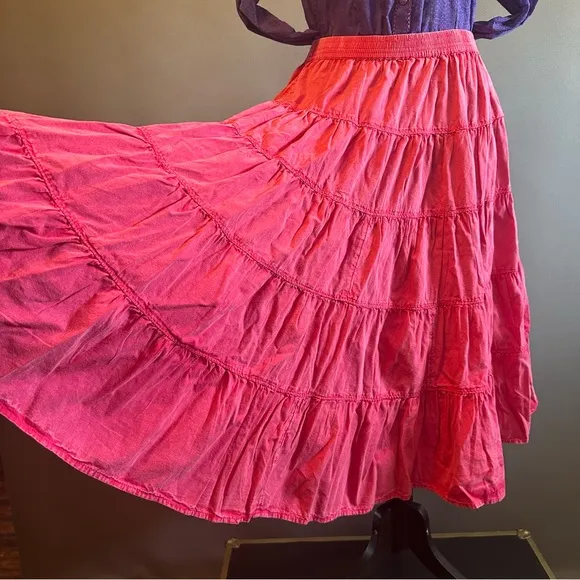 Free People Full Swing Midi Skirt In Dragonfruit Sorbet SZ M