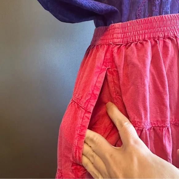Free People Full Swing Midi Skirt In Dragonfruit Sorbet SZ M