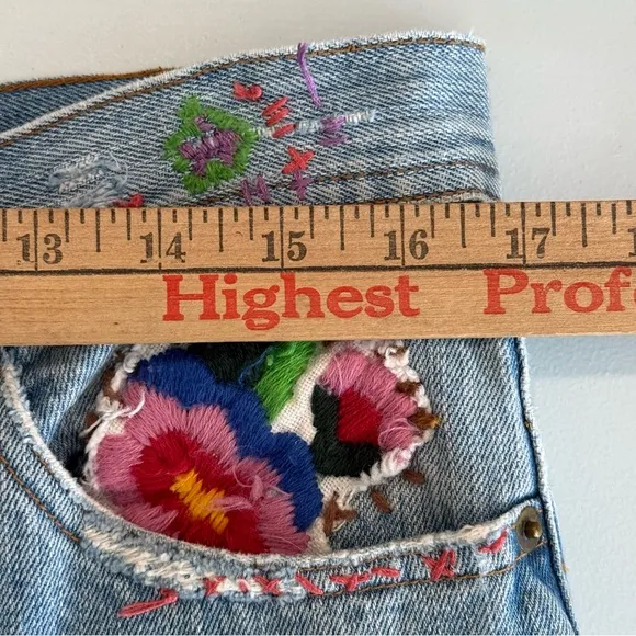Free People Hand Embroidered‎ Jeans