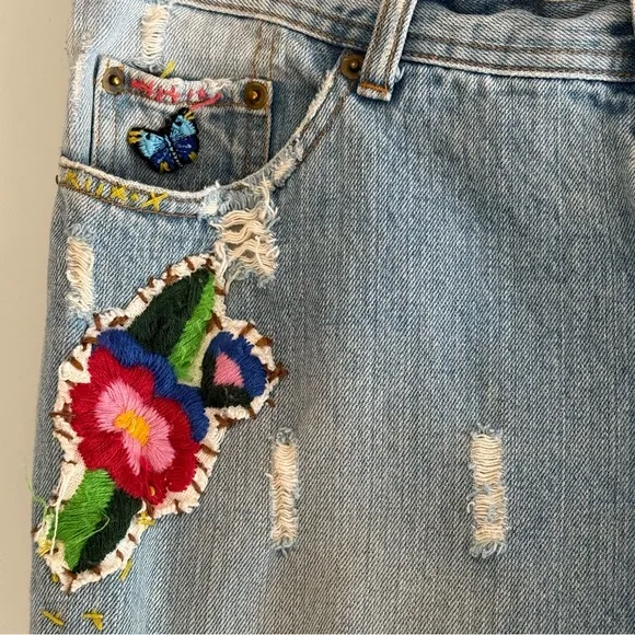Free People Hand Embroidered‎ Jeans