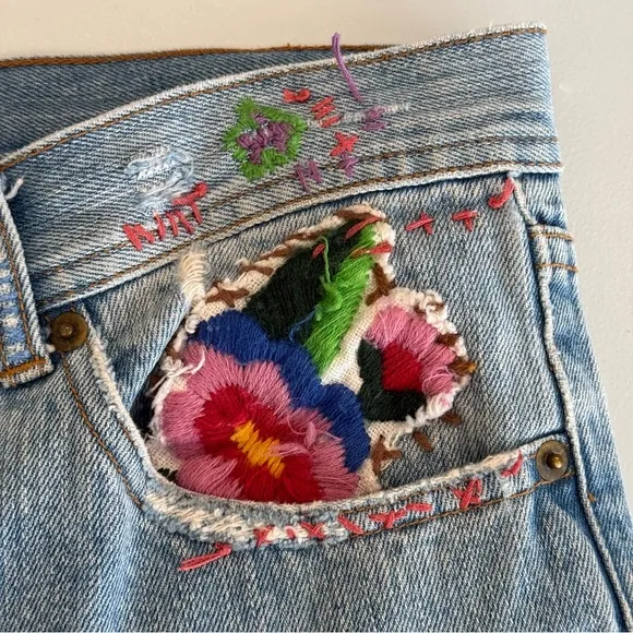 Free People Hand Embroidered‎ Jeans