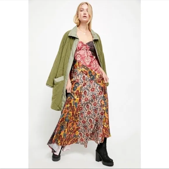 Free People holiday hero patchwork boho floral Maxi Dress size 2
