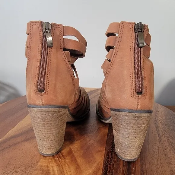 Free People Hybrid Heel Strappy Leather Ankle Boot Booties Size 38