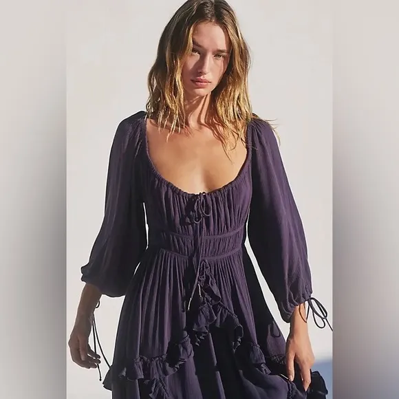 Free People In Your Dreams Maxi size Small- Navy flowy Boho Dress